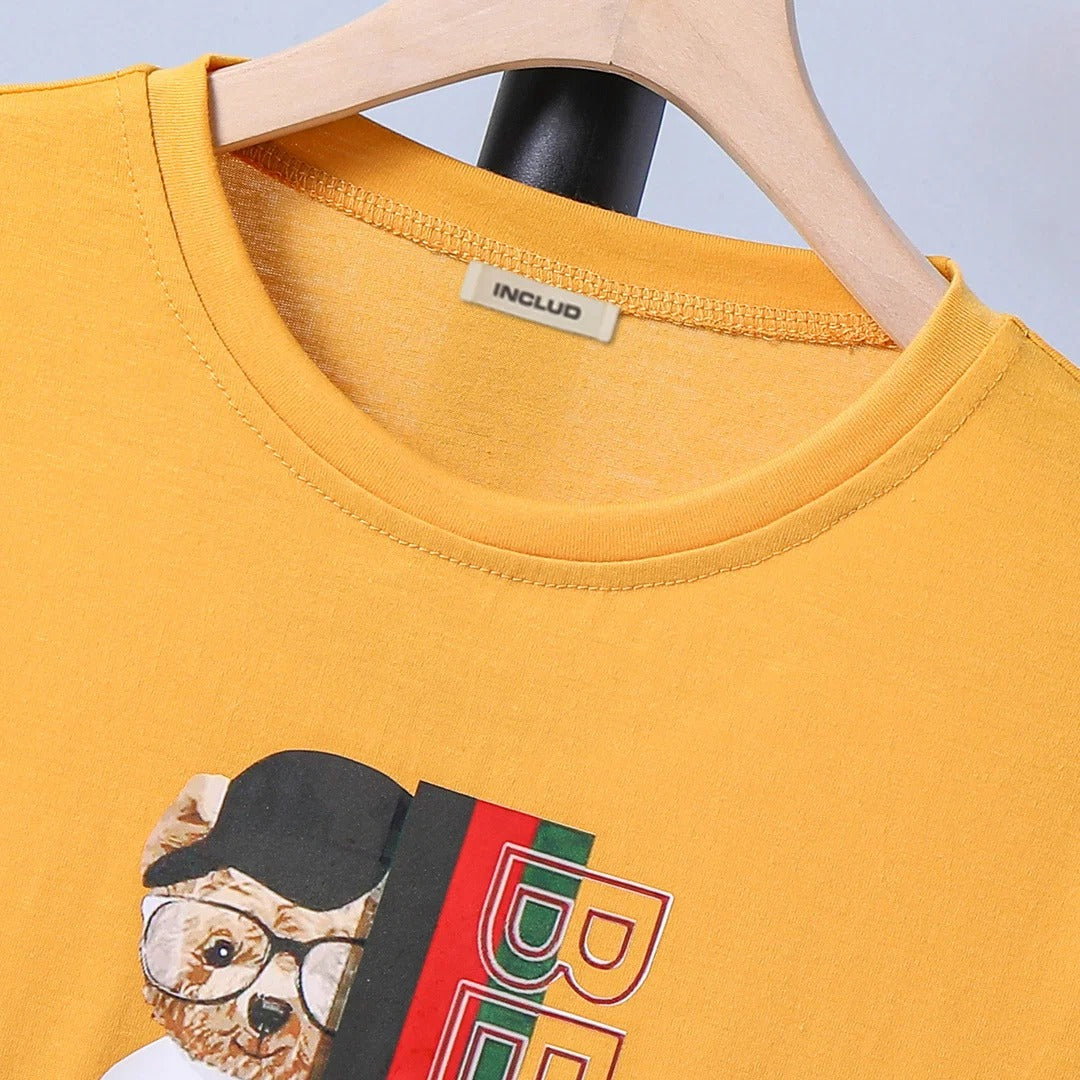 Stylish Bear Graphic Kids T-Shirt | Premium Cotton Half Sleeve Casual Tee for Boys