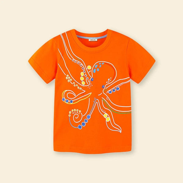 Ocean Octopus Print Kids T-Shirt | Premium Cotton Half Sleeve Casual Tee for Boys & Girls