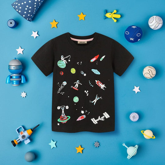 Space Adventure Kids T-Shirt | Premium Cotton Half Sleeve Graphic Tee for Boys & Girls