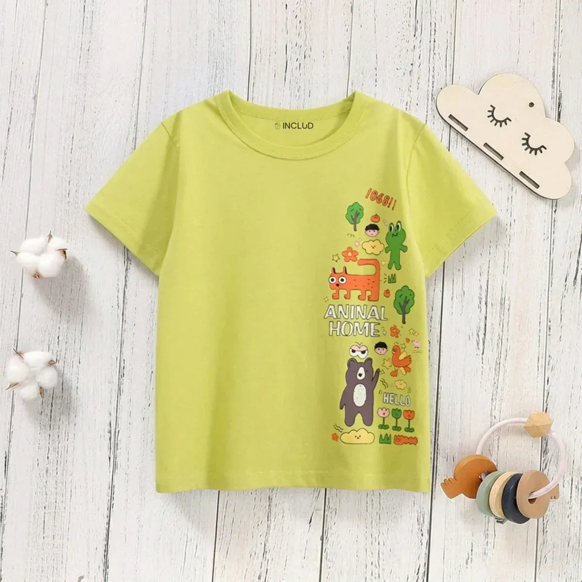 Animal Home Cartoon Kids T-Shirt | Premium Cotton Half Sleeve Casual Tee for Boys & Girls