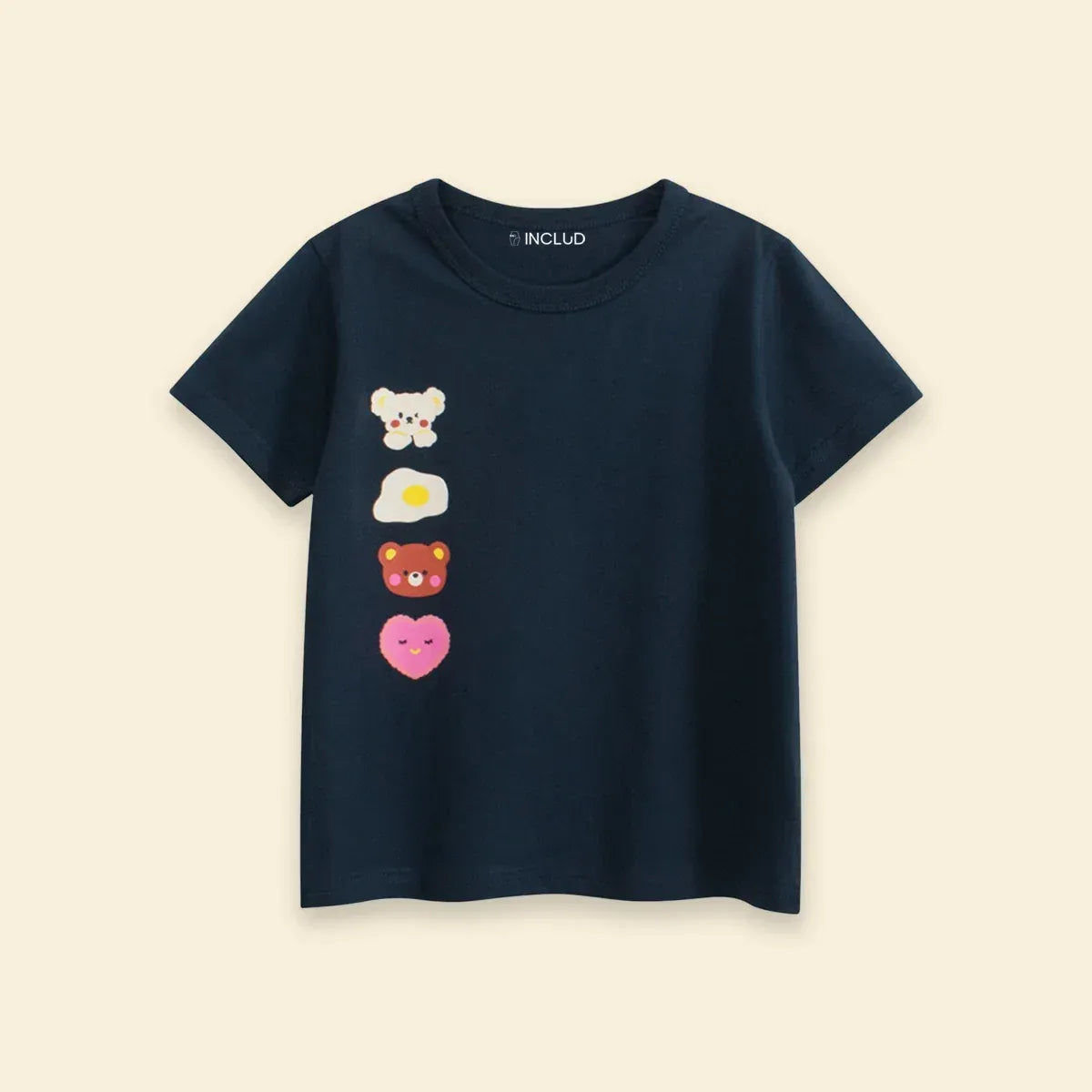 Cute Bear & Heart Print Kids T-Shirt | Premium Cotton Half Sleeve Casual Tee for Boys & Girls