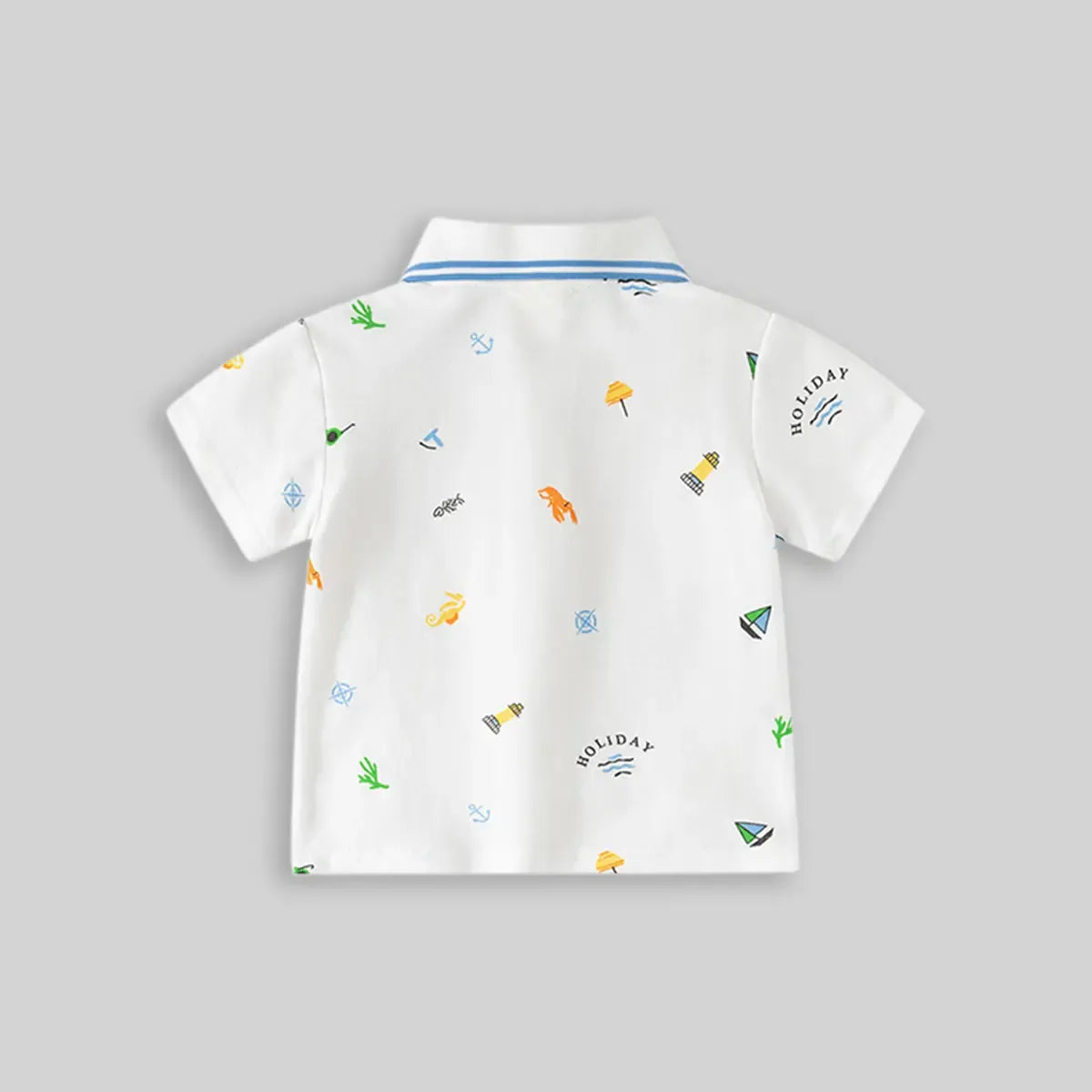 Holiday Print Kids Polo T-Shirt | Premium Cotton Summer Half Sleeve Polo Tee for Boys